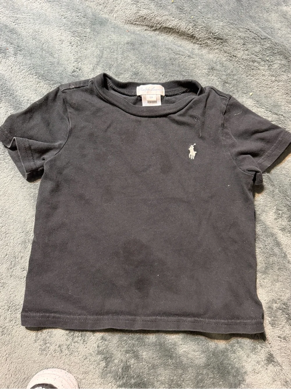 Ralph Lauren Black Short Sleeve Kids Tee with White Pony